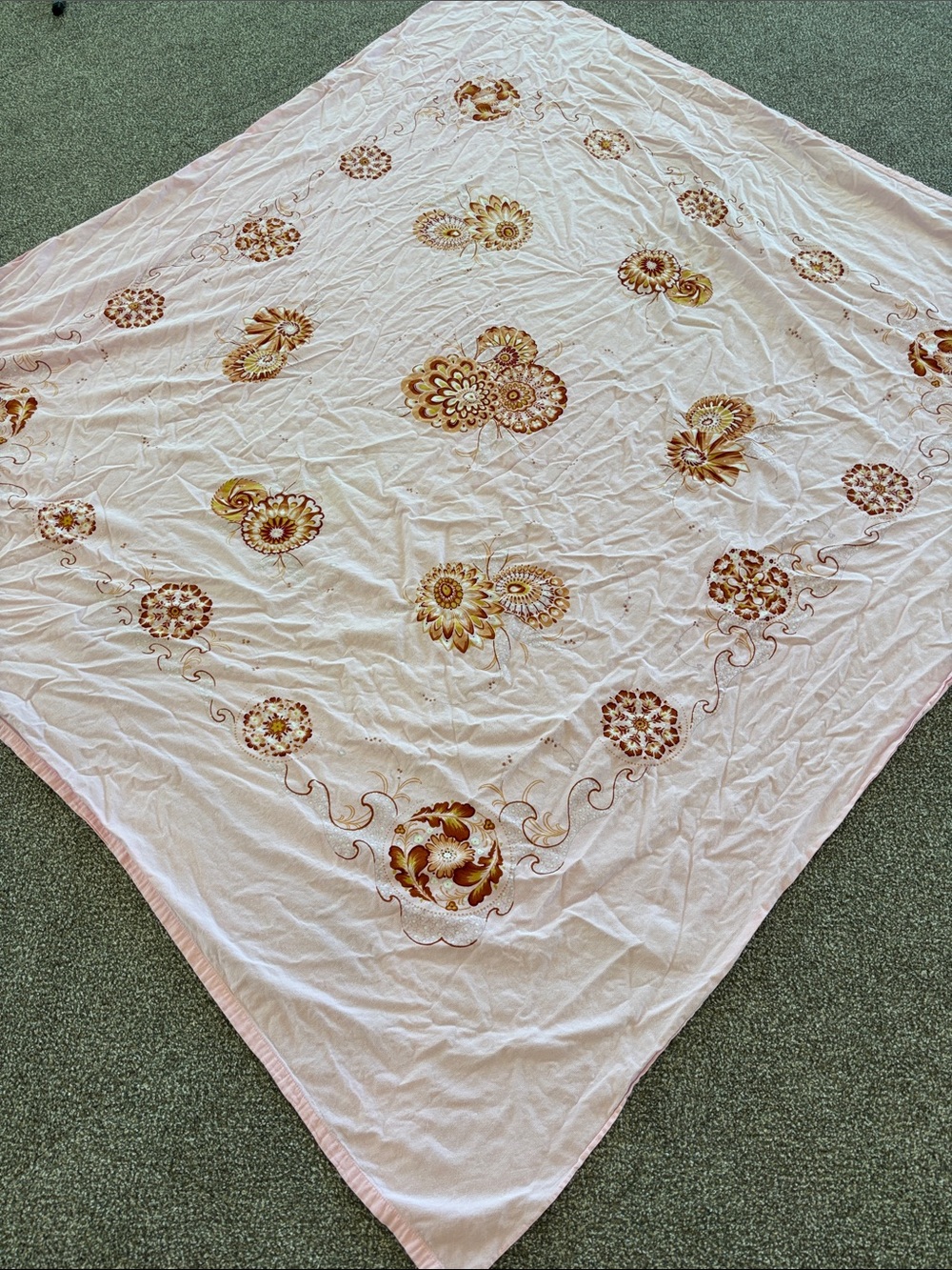 Floral Tablecloth - Pink and Brown